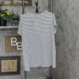 Freshman Juniors Striped Lace-Up Knit Top Black White Stripe L