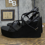 Wild Fable Ronnie Strappy Platform Wedge Heels Memory Foam Insole Black 9.5M
