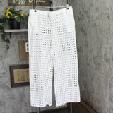 Dotti Womens Cotton Openwork Dot Drawstring-Waist Pants 85289 White XL
