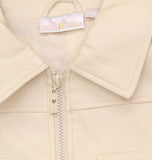 Belle By Kim Gravel Womens Faux Leather Zip Utility Jacket Sand Bar Brown S