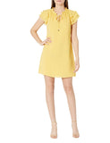 Vince Camuto Chiffon Tie Front Float Dress with Short Ruffle Sleeve Yellow 8