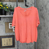 Terra & Sky Womens V-Neck Plus Size T-Shirt Tee 16660100d7a926 Coral Pink 3X