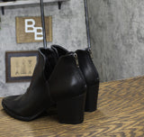 Sun + Stone Womens Black V-Notched Sides Elizaa Pointed Toe Booties Black 8M