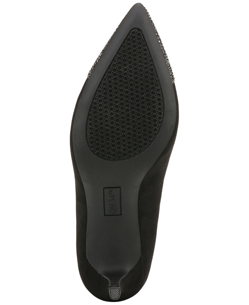On 34th Womens Jeules Pointed-Toe Slip-On Pumps 10019803700 Black Microsuede 11M