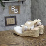 Journee Collection Ashlee Wedge Espadrille Sandals White / Raffia Brown 6.5W