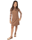 Rare Editions Big Girl Corduroy Vertical Seams Knee Length Dress Tan Brown 14