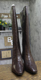 INC International Concepts Mid-Heel Knee High Boots Kitten Heel Brown Croc 11M
