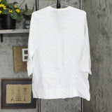 Lands' End Womens 3/4 Sleeve Linen Blend Tunic Blouse Shirt Top 1758415 White M
