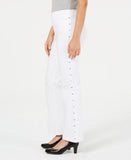 Jm Collection Womens Petite Stud-Trimmed Flare-Leg Pants 100042991PT White PXL