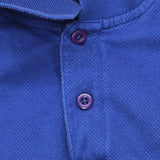 Ruff Hewn Mens Textured Cotton Short Sleeve 2-Button Polo Shirt Blue L