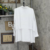 Joan Rivers Womens Plus Size Pindot Button Front Layered Blouse White / Black 3X