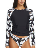 Volcom Inc Juniors Midnight Lily Long-Sleeve Rashguard O0312500 Black S