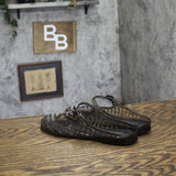 Nine West Round Toe Slip-On Woven Jelly Mule WNYUNNY3 Black 6M