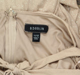 B Darlin Juniors Glitter-Knit Back-Tie V-Neck Gown Dress Nude Brown Gold 11/12