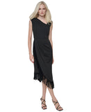DKNY Womens Sleeveless Asymmetrical Fringe-Hem Cocktail Dress ED4JCE52 Black 8