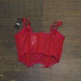 INC International Concepts Womens Printed Bustier Corset Crimson Leaf Red L