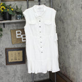 Calvin Klein Womens Sleeveless Button Up Shirt Dress M4CB8908 Soft White 16