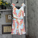 City Studio Juniors Belted Floral-Print Fit & Flare Dress 3810-0025 Blue Multi 1