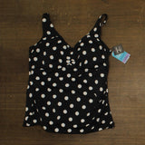Swim Solutions Plus Size Tummy Control Tankini Swim Top Black / White 18W