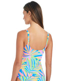 Bleu Rod Beattie Side Scoop Neck Tankini Swim Top On the Bright Print Blue 6
