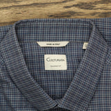 Culturata Tailored Fit Button Up Long Sleeve Dress Shirt Blue Check L 16 1/2 42