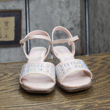 Kenneth Cole Reaction Girls Cinderella Shine Block Heel Sandals Blush Pink 12