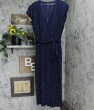 Tahari Asl Womens V-Neck Self-Tie Jumpsuit 2AM527-T2 Navy Blue 16