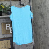 JM Collection Cold Shoulder Short Sleeve Knit Top 100149127MS Blue M