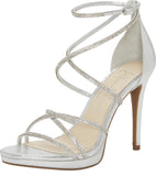 Jessica Simpson Shimmer Jaeya Strappy Stiletto Heeled Sandals Platinum Gray 6.5M