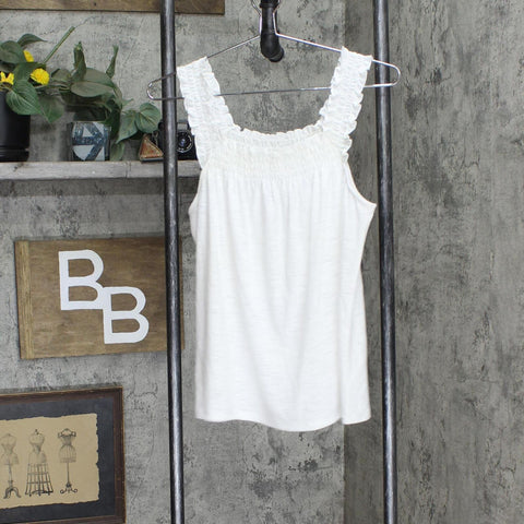 Unbranded Womens Knit Wide Strap Shirt Tank Top White See Measurements