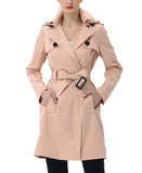 kimi + kai Womens Angie Water Resistant Hooded Trench Coat Blush Pink XL