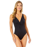 Anne Cole Womens Colorful Plunge Twist One-Piece Swimsuit 25MO08101 Black 16