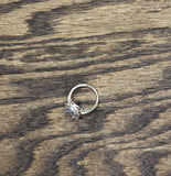 Evening Cocktail Emerald Cut Crystal Ring Silver Gray / Blue 7