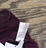 Becca Muse Layered Bralette Bikini Top with Mesh Overlay Aubergine Purple M