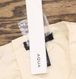 Aqua Womens Crop Cotton Cropped Babydoll Poplin Flutter Top Ivory Off White XS