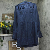 Aqua Womens Long Sleeve Satin Wrap Mini Dress IDO12874 Navy Blue L