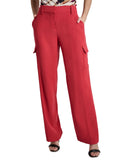 DKNY Womens Solid Straight-Leg Side Pocket Pants UE4PA340 Sangria Red 14
