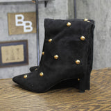 A New Day Studded Mid-Calf Pointed-Toe Boots 94568939 Jet Black / Gold 6M