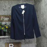 Calvin Klein Womens Stretch Crepe Zip Front Jacket 44C442G Dark Sapphire Blue S