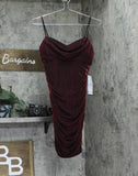 Emerald Sundae Strap Glitter-Knit Cowlneck Mini Bodycon Dress Black / Red M
