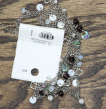 Express Strand Beaded Boho Charm Necklace Silver Gray / Purple Multi 18" + 4"