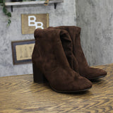 Style & Co. Brysonn Round Toe Boots Block Heel Faux Suede Dark Roast Brown 7.5M
