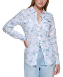 Dkny Jeans Womens Printed Button-Up Shirt E21S4HME