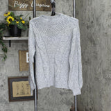 Womens Knit Shiny Pullover Sweater Gray Lurex See Measurements