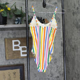 Andie Amalfi Striped Scoop-Neck One-Piece Swimsuit Rainbow Stripe Multi XS