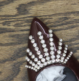 A New Day Womens Serafina Heels Strap Back Rhinestone 94661782 Burgundy Red 7M
