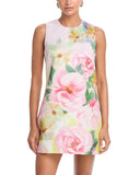 Aqua Placed Floral Shift Mini Dress IDO14626 Pink Multi XS