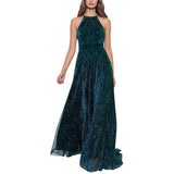 Betsy & Adam Knit Halter Neck Sleeveless Floor Length Dress Jade Green 6