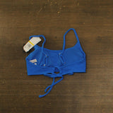 Salt + Cove Rib Scrunch Scoop-Neck Bralette Bikini Top Cosmic Cobalt Blue M