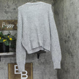 Aqua Chunky Stitch Button Front Cardigan 77S696BL Heather Gray XXL